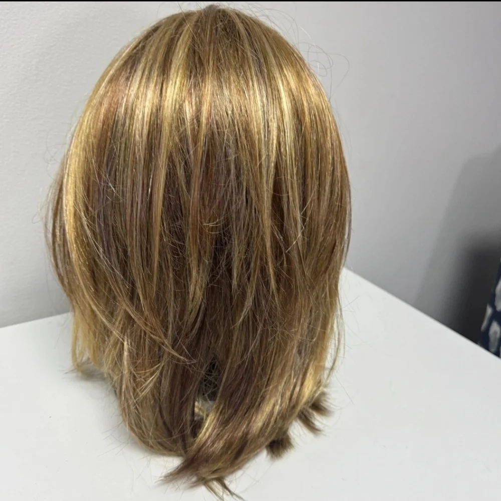 Forever Young Wig Auburn Brown Blonde w/bangs textured layers shoulder length